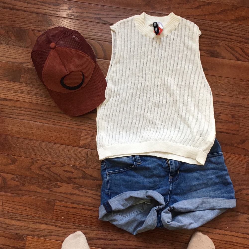 White Crop knit sweater